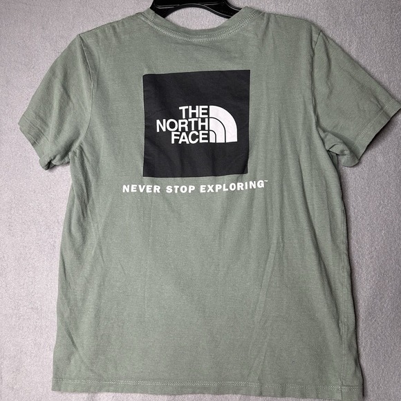 The North Face Shirt Women Small Green Spellout Block Graphic Hike Camp Outdoors - Picture 4 of 8